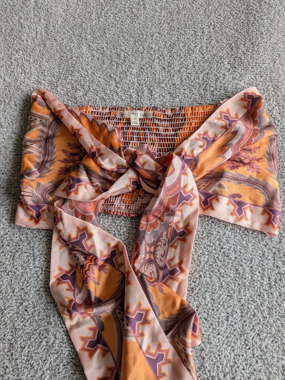 Her Bottari Women’s Printed Orange & Pink Tie-Front Crop Top